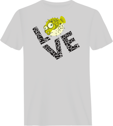 Love Fishing Green Blowfish Globe Man T-Shirt
